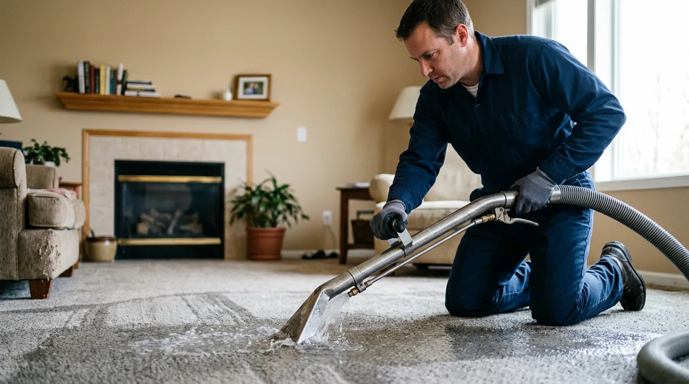 Water damage restoration technician working near Redfield, IA